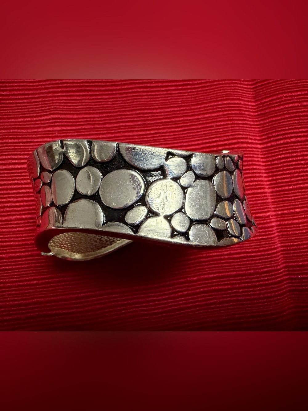 Park Lane Silver Tone Pebble Textured Wide Cuff Bracelet Retired